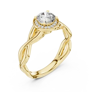 Infinite Radiant Round Cut Pavé Halo Solitaire Ring