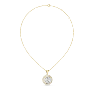 Luminary Round Brilliant Pavé-Set Halo Solitaire Pendant - Image 4