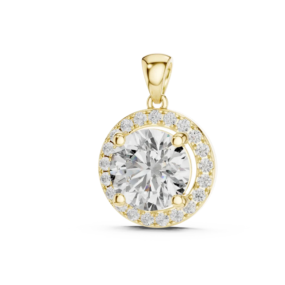 Experience radiant elegance with this halo solitaire pendant, featuring a brilliant DIAMEUR lab-grown diamond. Shop this modern classic luxury today.