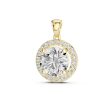 Luminary Round Brilliant Pavé-Set Halo Solitaire Pendant