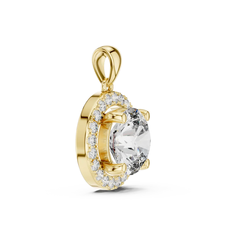 Luminary Round Brilliant Pavé-Set Halo Solitaire Pendant - Image 2
