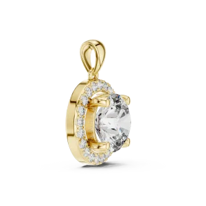 Luminary Round Brilliant Pavé-Set Halo Solitaire Pendant - Image 2