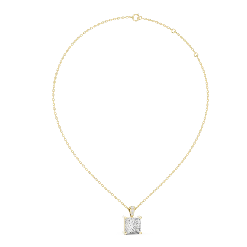 Luminary Princess Cut Diamond Architectural Solitaire Pendant - Image 4