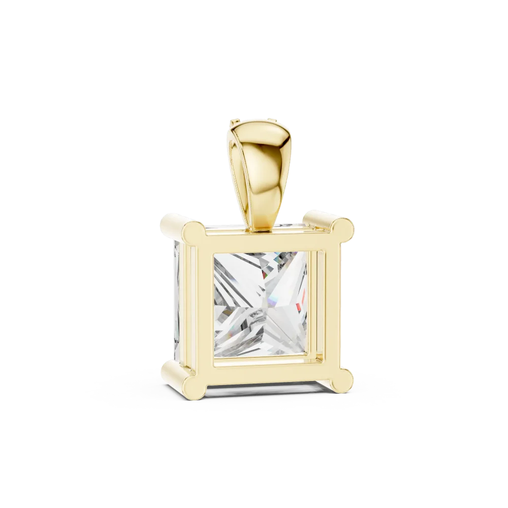 Luminary Princess Cut Diamond Architectural Solitaire Pendant - Image 3
