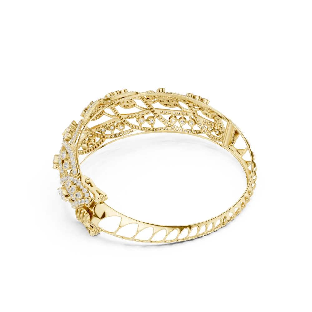 Luminary Marquise and Round Pavé-Set Architectural Bangle - Image 3
