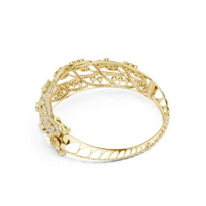 Luminary Marquise and Round Pavé-Set Architectural Bangle - Image 3