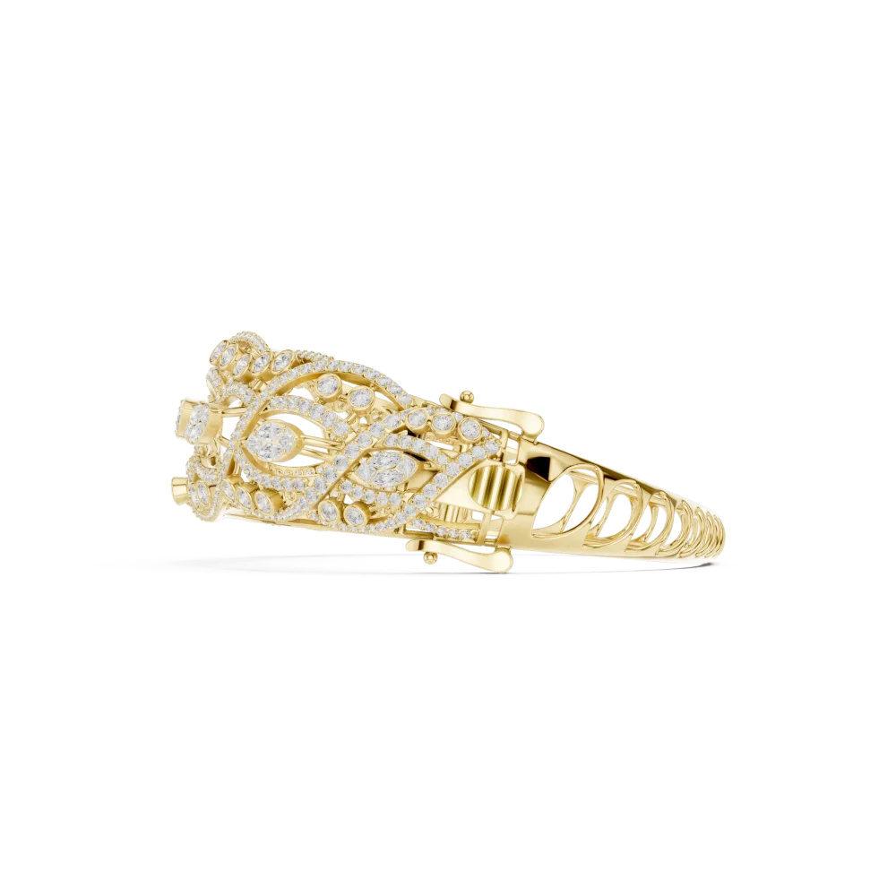 Luminary Marquise and Round Pavé-Set Architectural Bangle - Image 4
