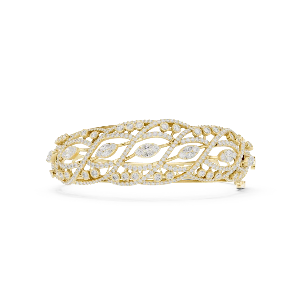 Luminary Marquise and Round Pavé-Set Architectural Bangle - Image 2