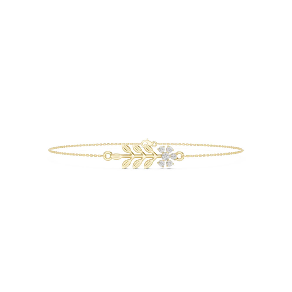 Luminary Round Brilliant Botanical Chain Bracelet - Image 2