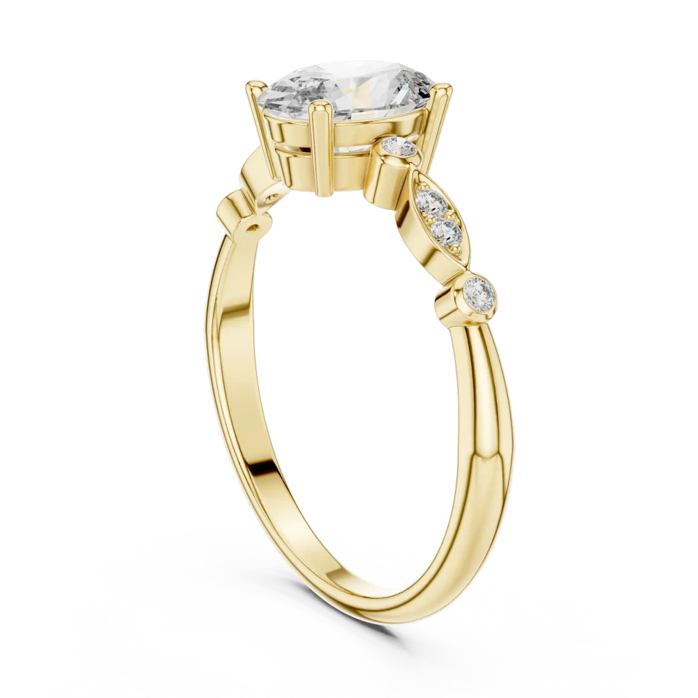 Ethereal Oval Cut Marquise-Accented Solitaire Ring - Image 3