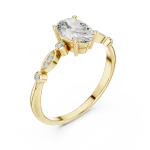 Ethereal Oval Cut Marquise-Accented Solitaire Ring