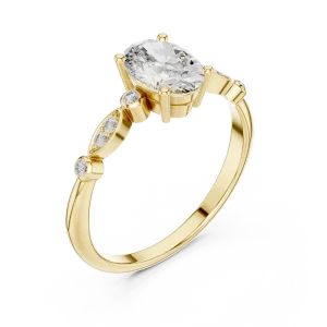 Ethereal Oval Cut Marquise-Accented Solitaire Ring