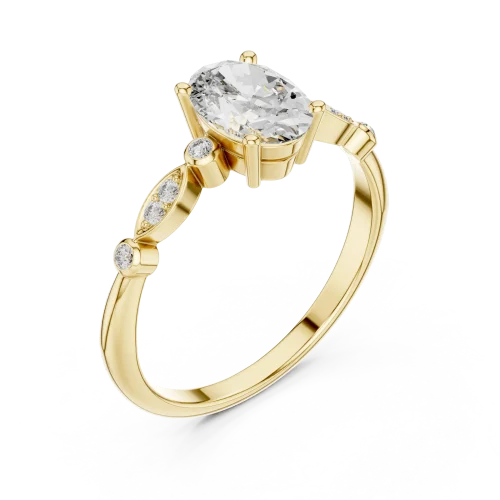 Ethereal Oval Cut Marquise-Accented Solitaire Ring