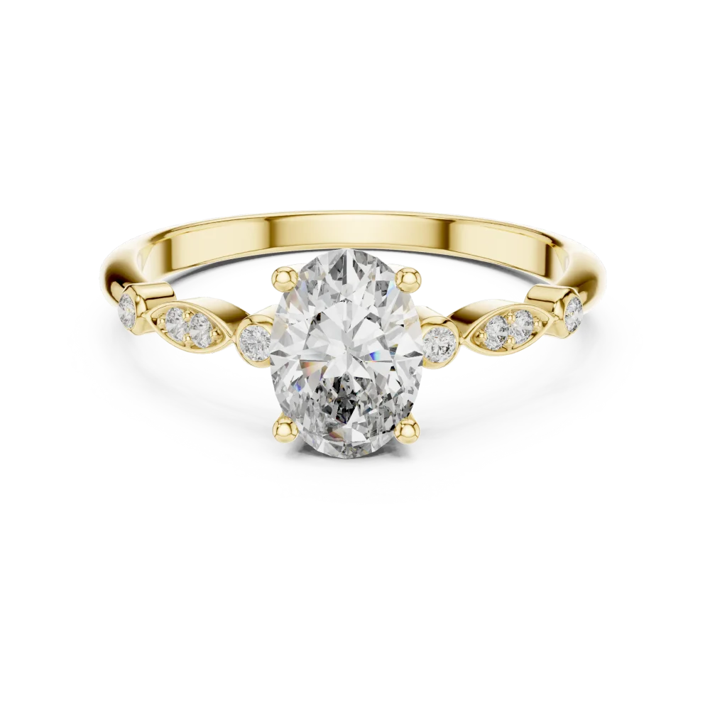 Ethereal Oval Cut Marquise-Accented Solitaire Ring - Image 2