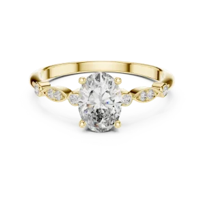 Ethereal Oval Cut Marquise-Accented Solitaire Ring - Image 2