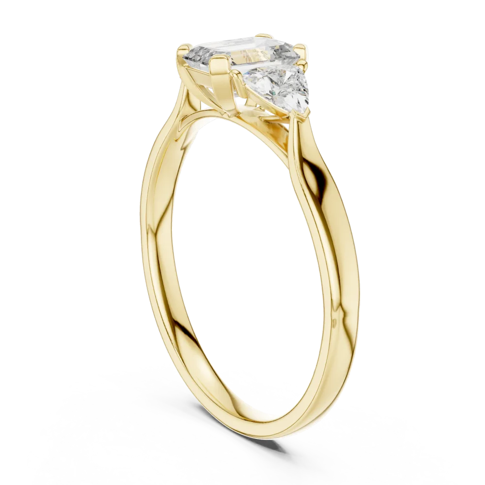 Luminary Emerald and Trillion Three Stone Solitaire Ring - Image 3