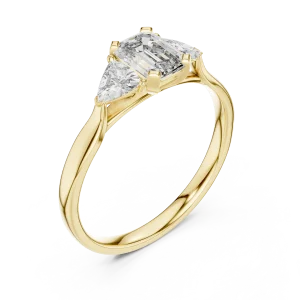 Luminary Emerald and Trillion Three Stone Solitaire Ring