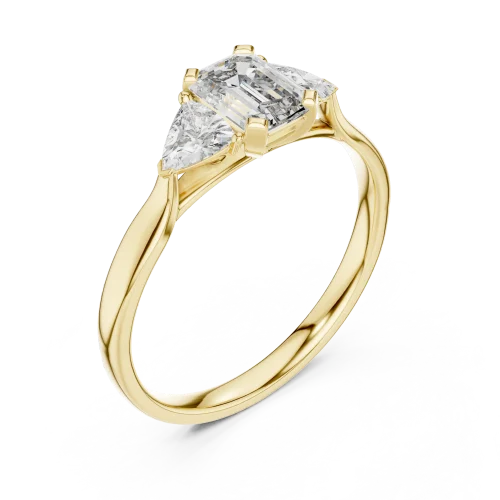Luminary Emerald and Trillion Three Stone Solitaire Ring