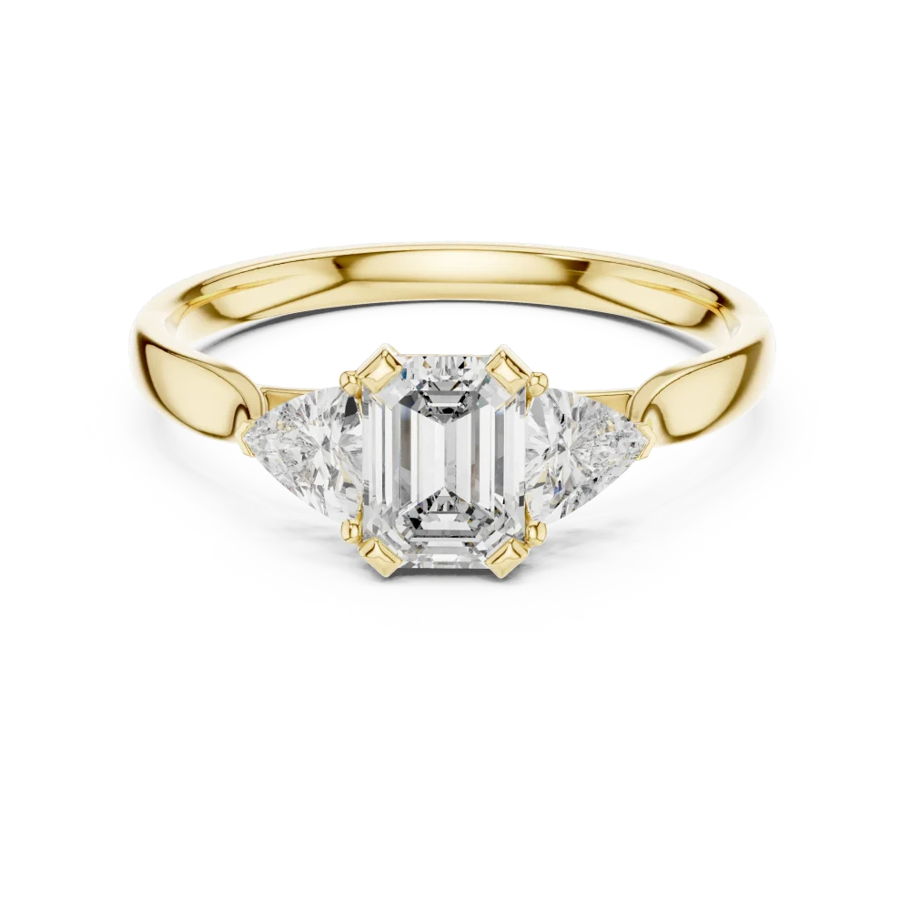 Luminary Emerald and Trillion Three Stone Solitaire Ring - Image 2