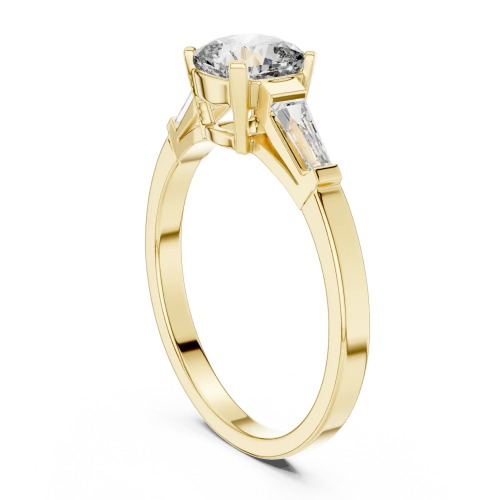 Symmetry Cushion and Baguette Three Stone Solitaire Ring - Image 3