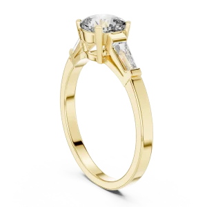 Symmetry Cushion and Baguette Three Stone Solitaire Ring - Image 3