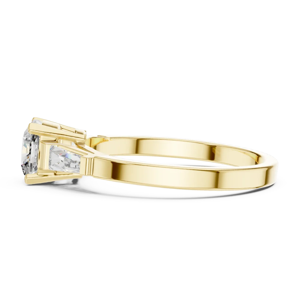 Symmetry Cushion and Baguette Three Stone Solitaire Ring - Image 4