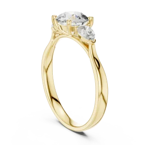 Ethereal Round and Pear Three-Stone Modern Classic Ring - Image 3