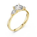 Ethereal Round and Pear Three-Stone Modern Classic Ring