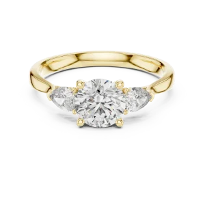 Ethereal Round and Pear Three-Stone Modern Classic Ring - Image 2