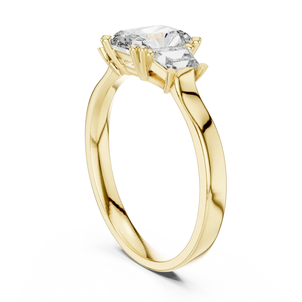 Symmetry Radiant and Baguette Three-Stone Statement Ring - Image 3