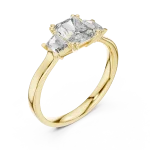 Symmetry Radiant and Baguette Three-Stone Statement Ring