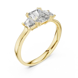 Symmetry Radiant and Baguette Three-Stone Statement Ring