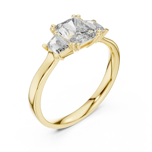 Symmetry Radiant and Baguette Three-Stone Statement Ring