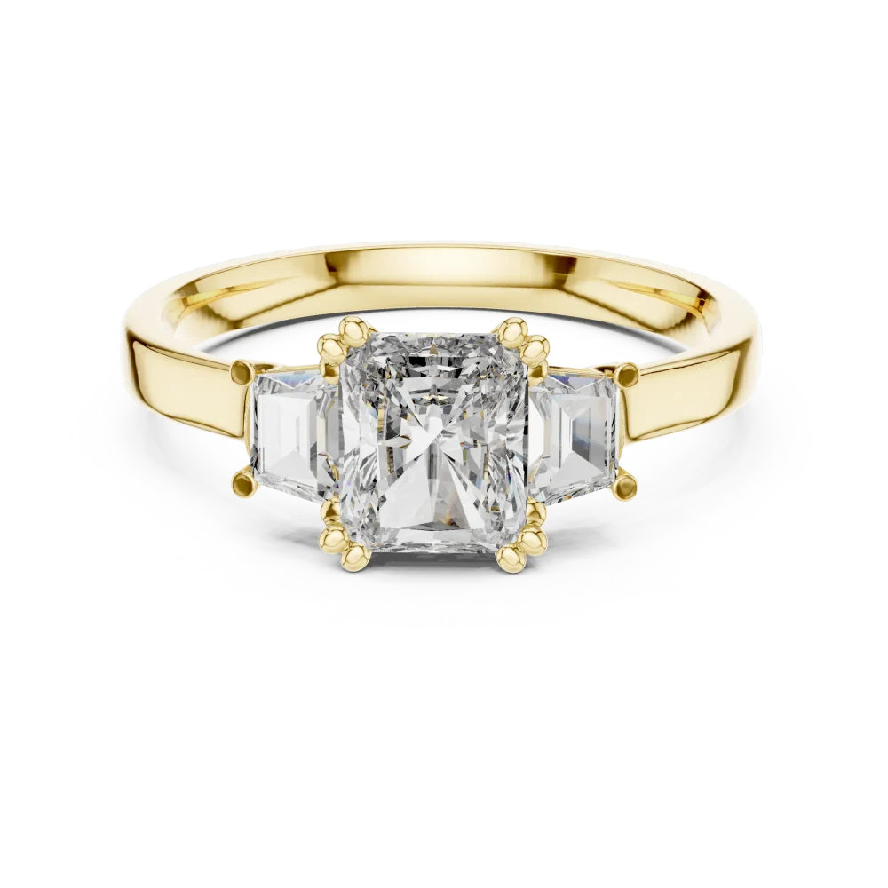 Symmetry Radiant and Baguette Three-Stone Statement Ring - Image 2