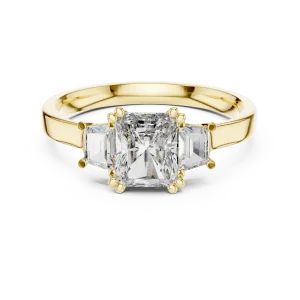 Symmetry Radiant and Baguette Three-Stone Statement Ring - Image 2