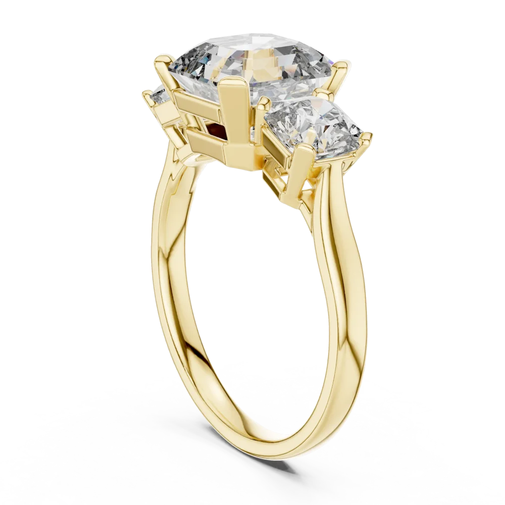 Luminary Radiant and Emerald Three Stone Architectural Ring - Image 3