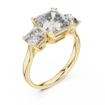 Luminary Radiant and Emerald Three Stone Architectural Ring