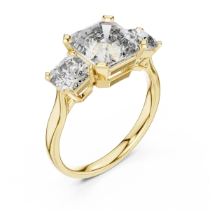 Luminary Radiant and Emerald Three Stone Architectural Ring