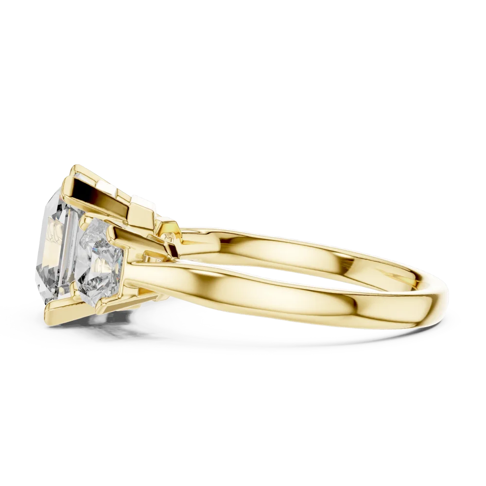Luminary Radiant and Emerald Three Stone Architectural Ring - Image 4