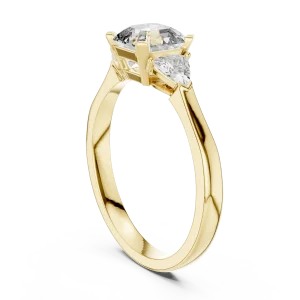 Symmetry Emerald and Trillion Cut Three Stone Solitaire Ring - Image 3