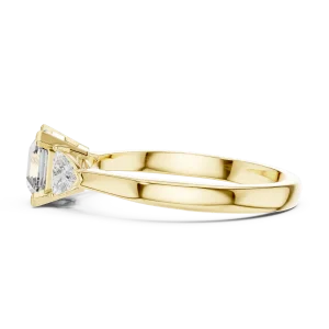 Symmetry Emerald and Trillion Cut Three Stone Solitaire Ring - Image 4