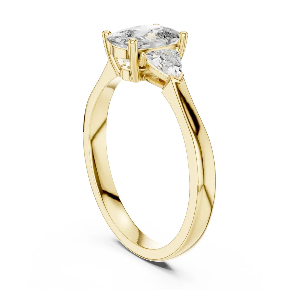 Ethereal Cushion and Trillion Three Stone Solitaire Ring - Image 3