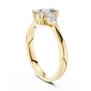 Ethereal Cushion and Trillion Three Stone Solitaire Ring - Image 3