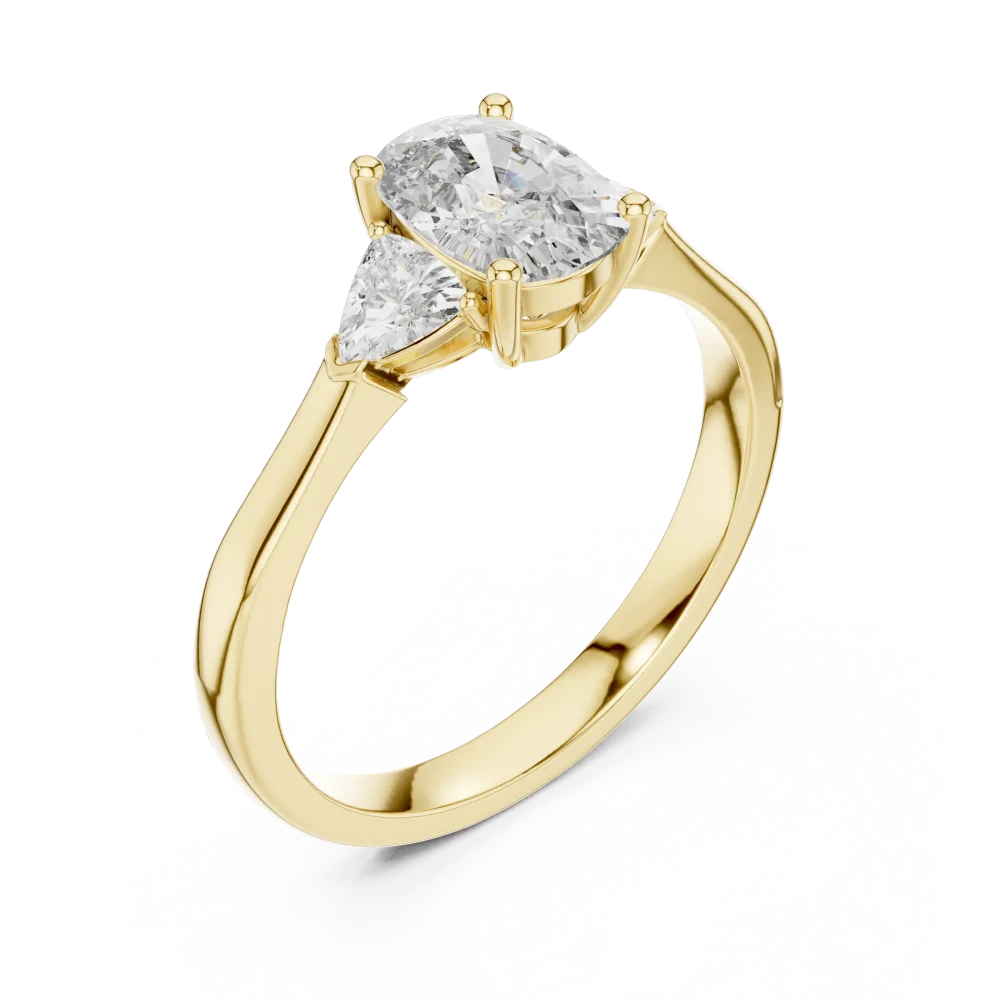 Celebrate your love with this radiant three-stone cushion-cut DIAMEUR diamond ring. Exquisite brilliance meets modern luxury—shop this timeless piece.