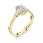 Ethereal Cushion and Trillion Three Stone Solitaire Ring