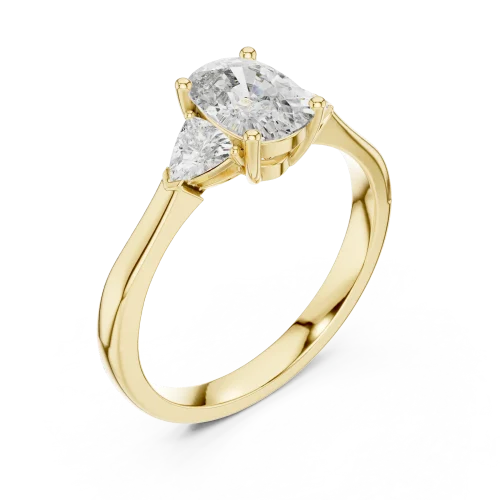 Ethereal Cushion and Trillion Three Stone Solitaire Ring
