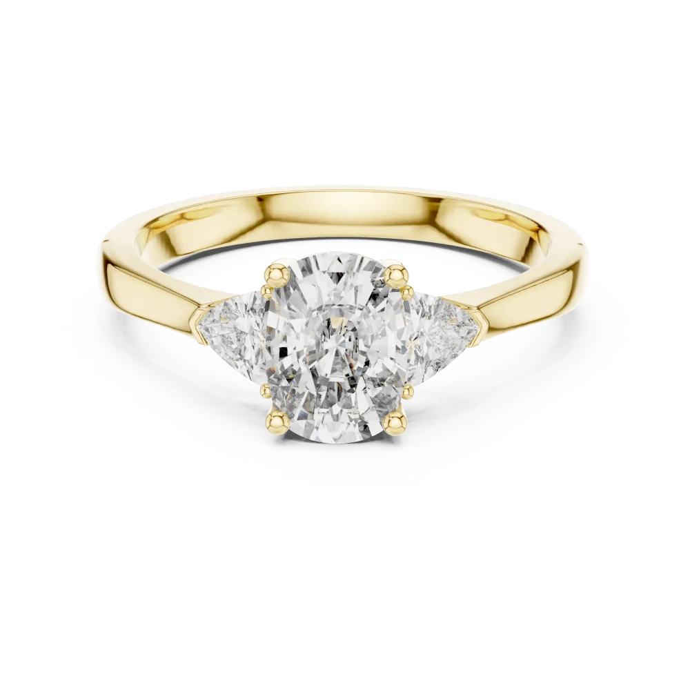 Ethereal Cushion and Trillion Three Stone Solitaire Ring - Image 2