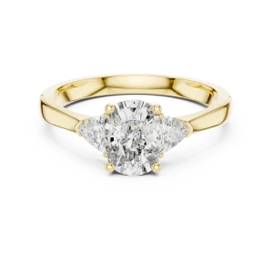 Ethereal Cushion and Trillion Three Stone Solitaire Ring - Image 2