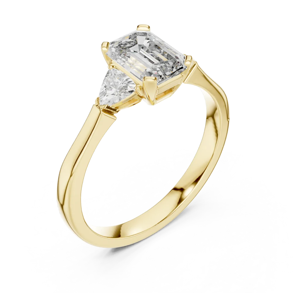 Discover the radiant Symmetry emerald-cut three-stone ring. Featuring brilliant lab-grown DIAMEUR diamonds, this luxury piece defines elegance. Shop now.