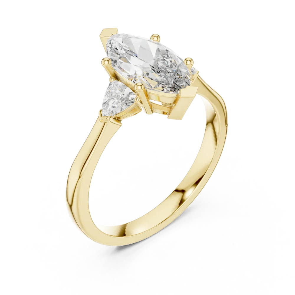 Discover the radiant beauty of our marquise and trillion lab-grown diamond ring. Elevate your collection with this sustainable, modern classic piece.